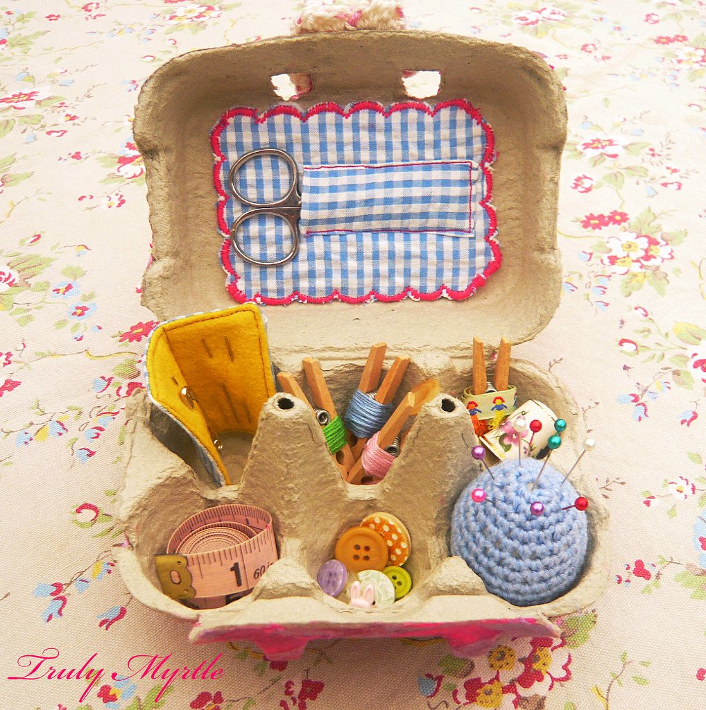 Egg Carton Sewing Box.