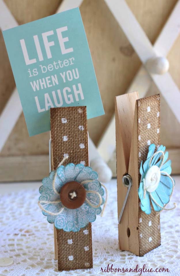 Elegant Burlap Clothespins.