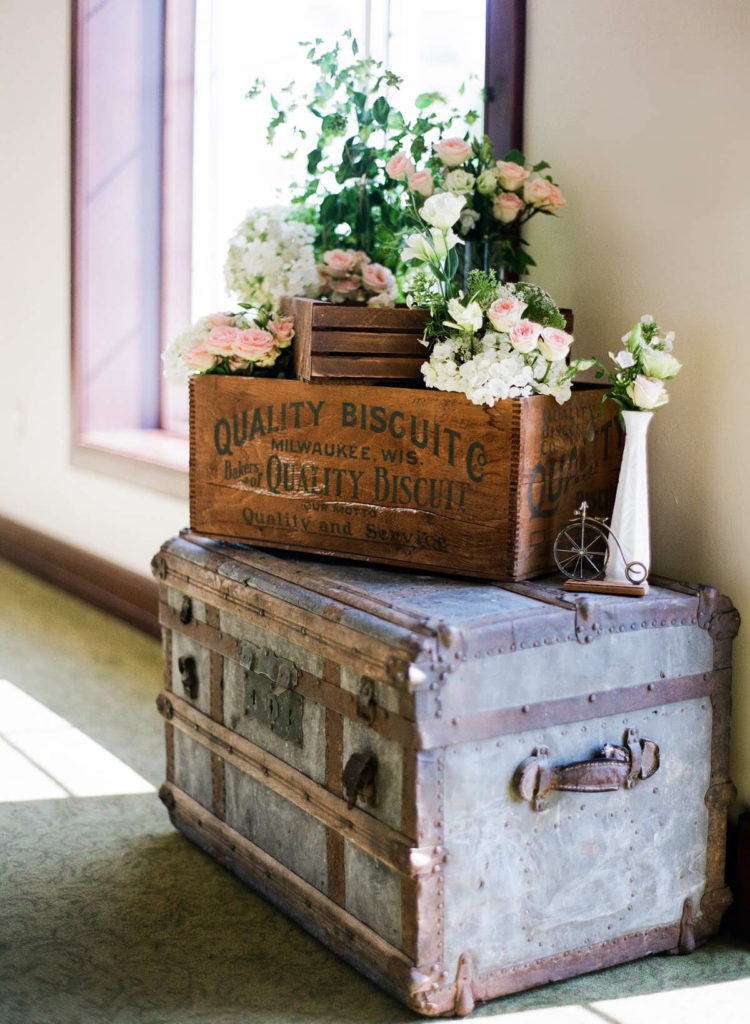 Feminine Florals on Antique Trunks.