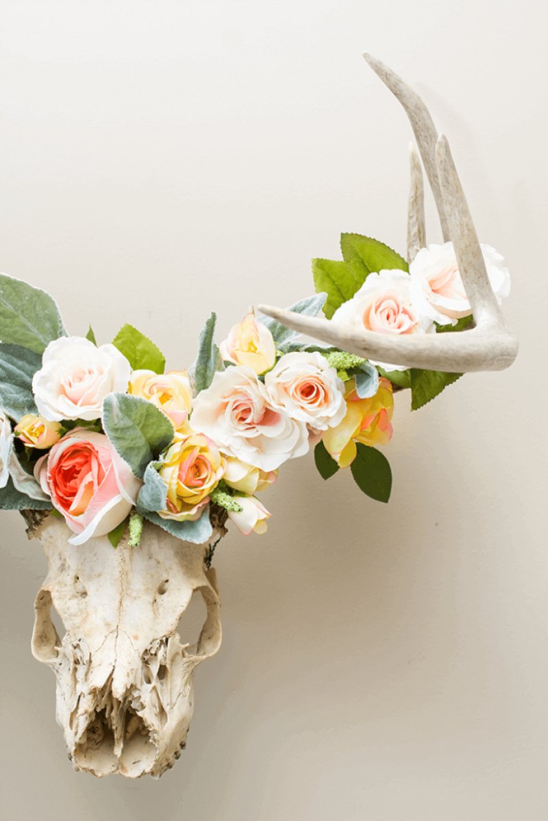 Floral Crowned Deer Head.