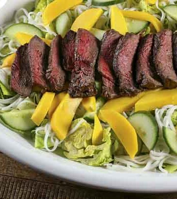 Ginger, Bourbon & Garlic Glazed Steak.