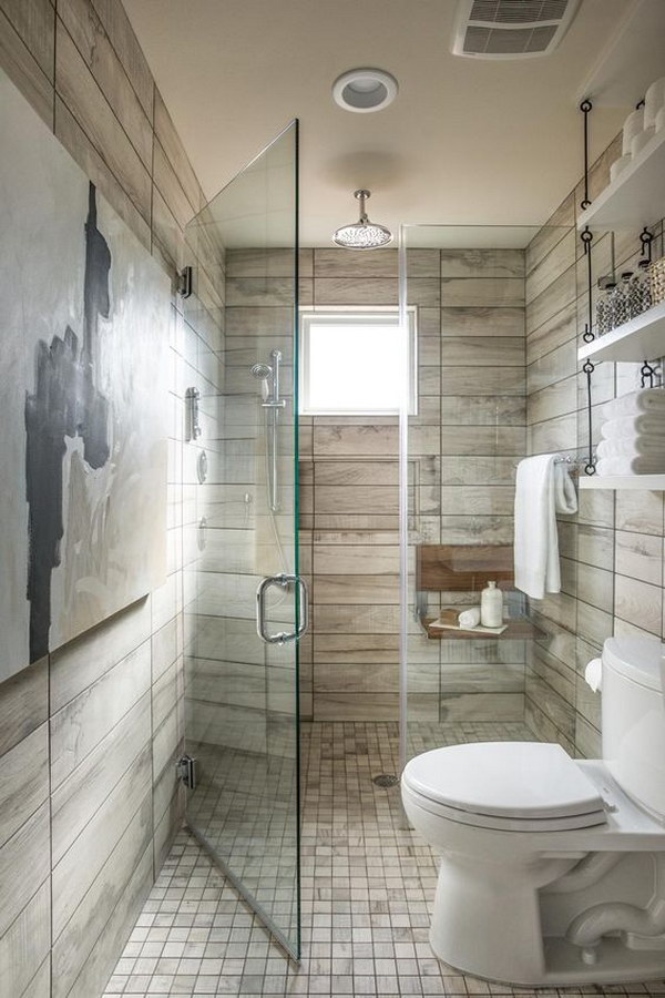 Glass Shower For Rustic Bathroom.