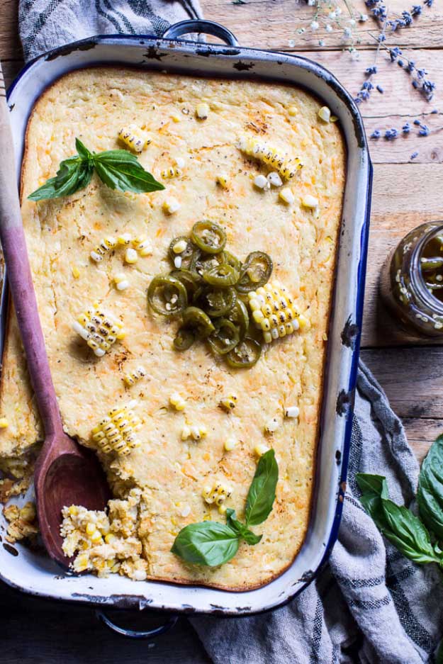Kentucky Bourbon Corn Pudding With Candied Jalepenos.