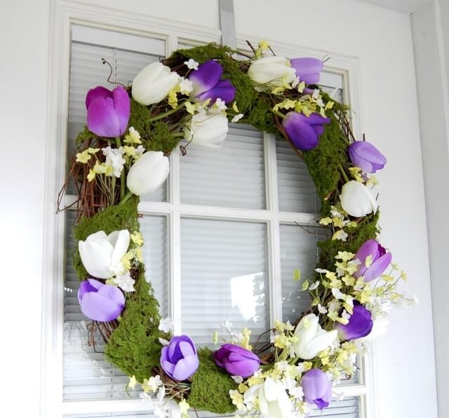 Lovely Moss and Tulip Wreath.