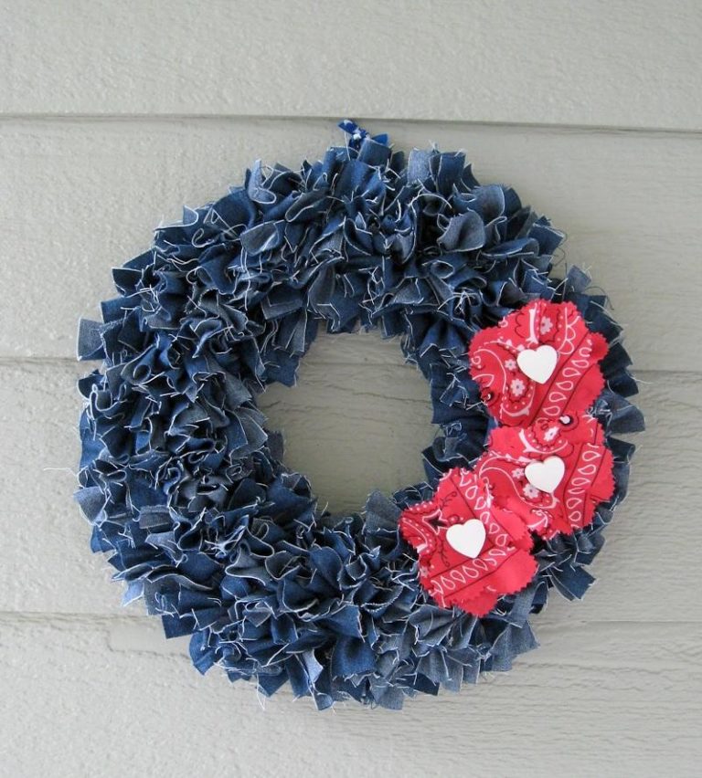 Make a denim wreath.