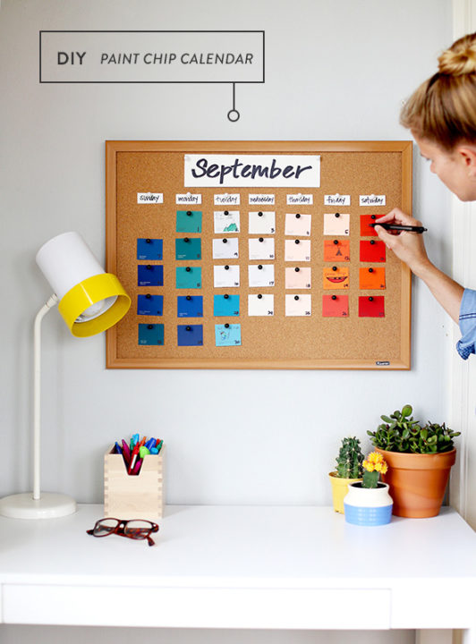 Multi colored calendar.