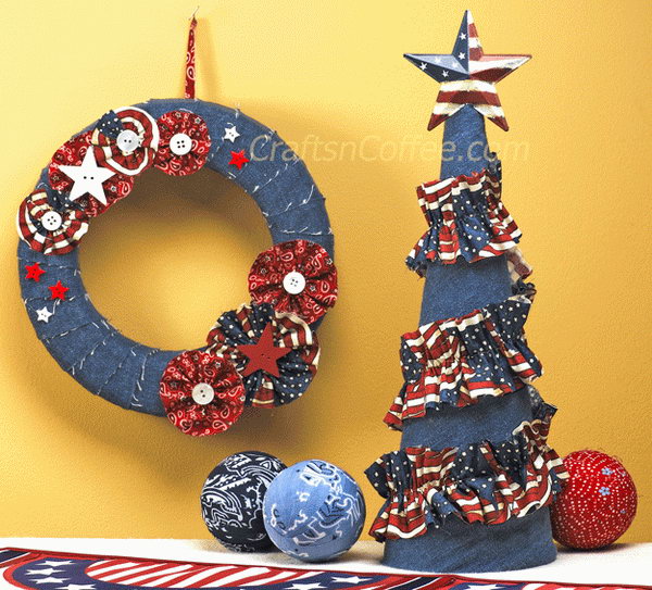 Patriotic Wreath and Topiary.