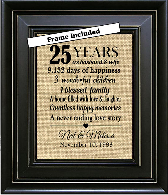 Personalized 25th Wedding Anniversary Gift.