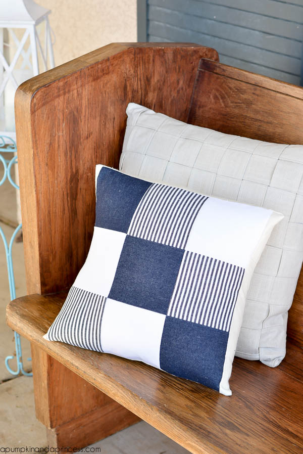 Repurpose old jeans into a quilted denim pillow cover.