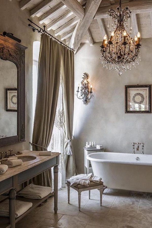 Rustic And Romantic French Bathroom.
