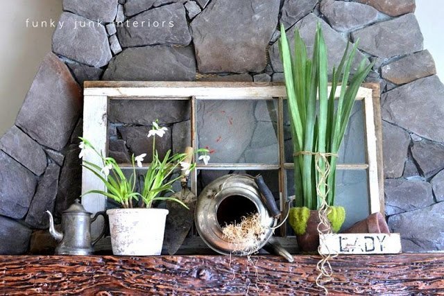 Rustic Spring Mantel.