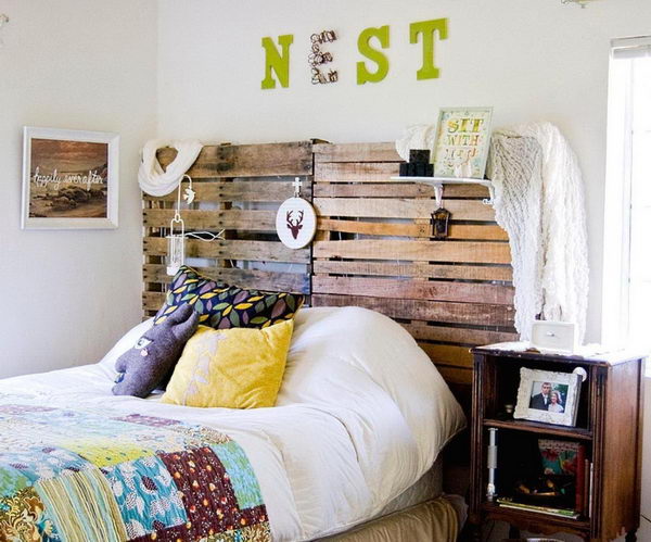 Rustic Wood Pallet Headboard.