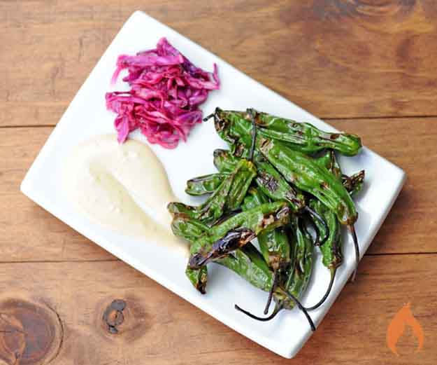 Sesame Garlic Grilled Shishito Peppers