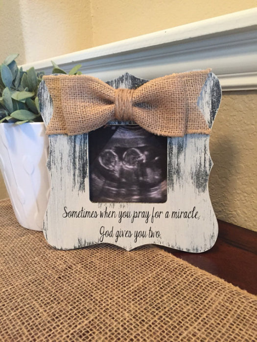 Twins baby announcement picture frame.