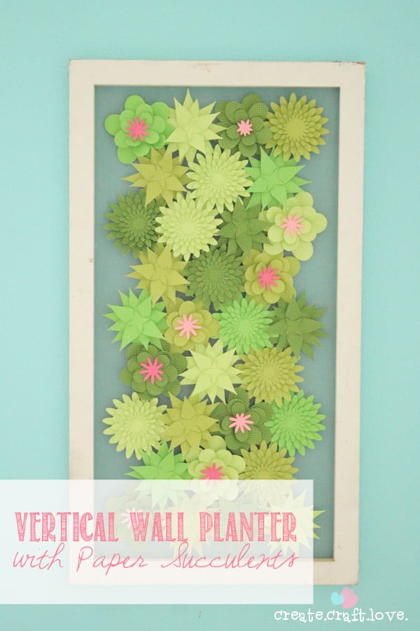 Vertical Wall Planter with Paper Succulents.