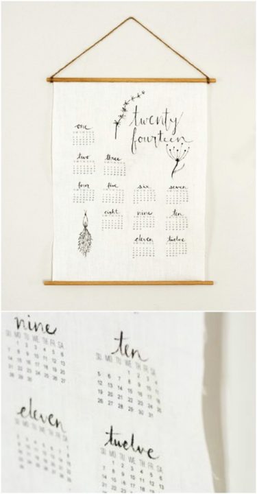 Vintage Linen Wall Calendar.