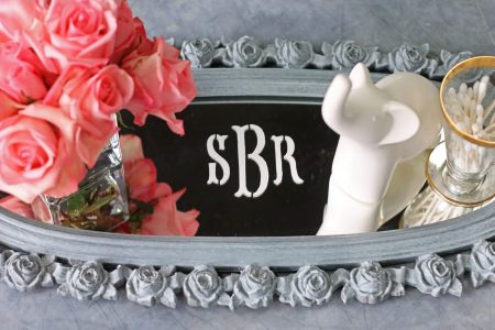 Vintage Monogram Mirror Tray.