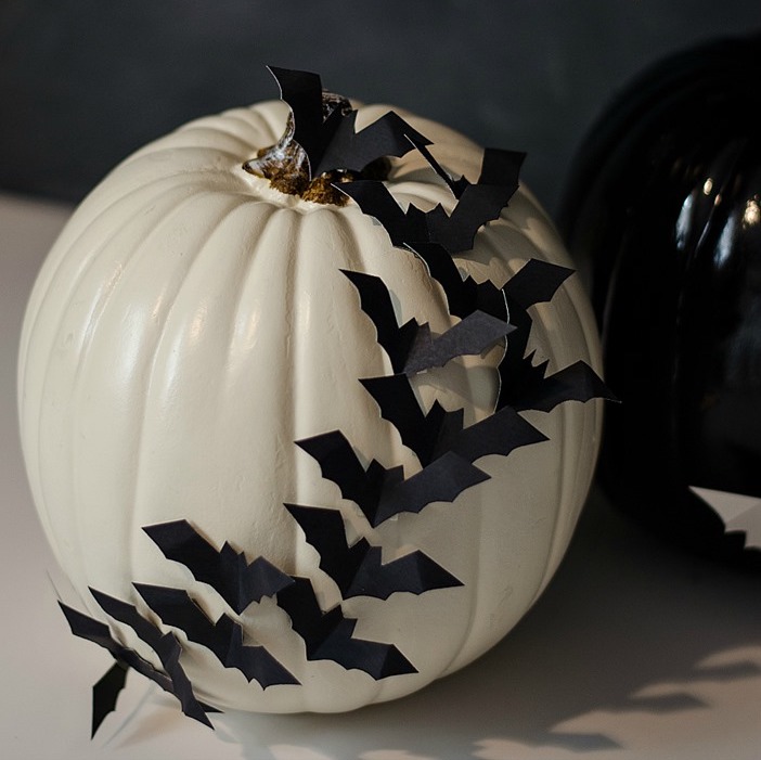 Bats Flying Across a Pumpkin DIY.