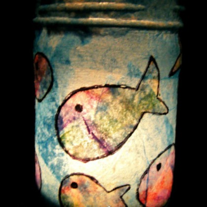 Beautiful rainbow fish luminaries.