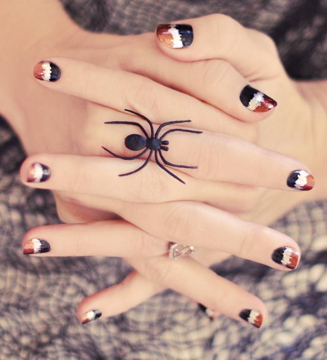 Black, Copper and Silver Metallic Seismograph Nails.