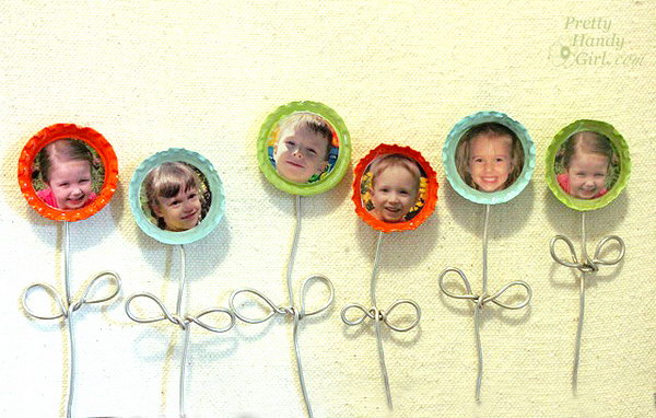 Bottle Cap Flower Magnets.