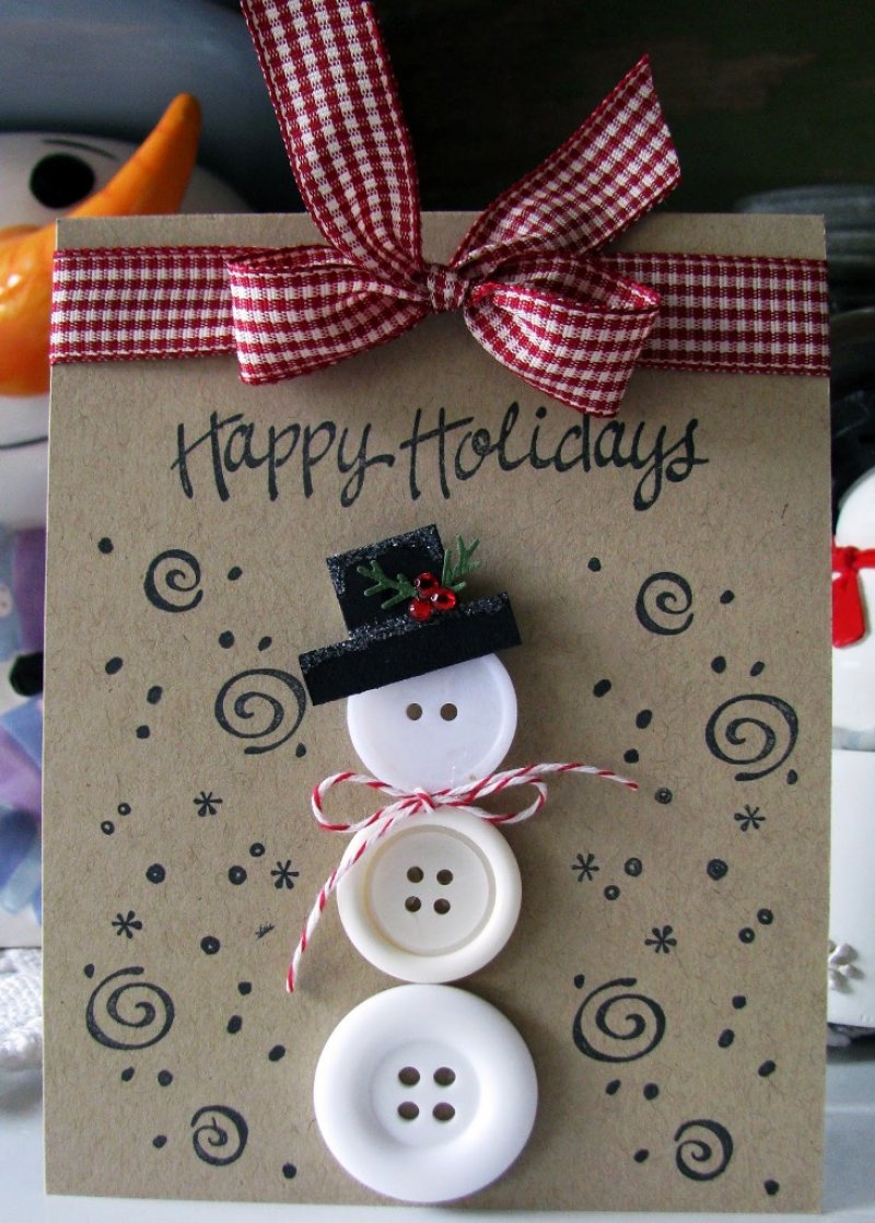 Button Snowman Card.