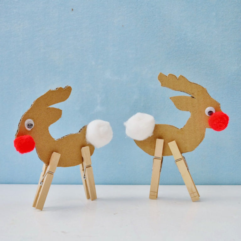 Cardboard and Clothespin Rudolphs.