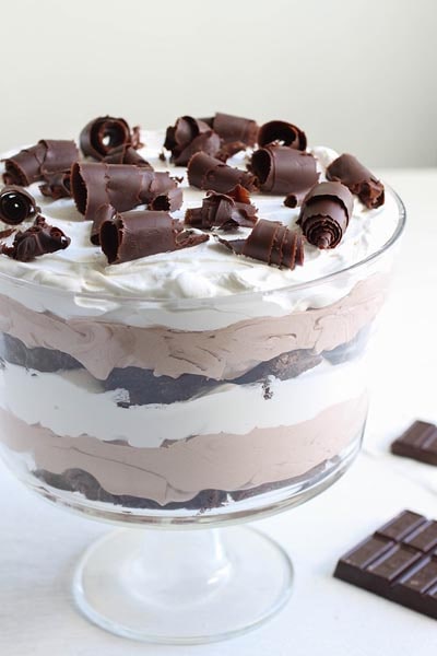 Chocolate Brownie And Mousse Trifle.