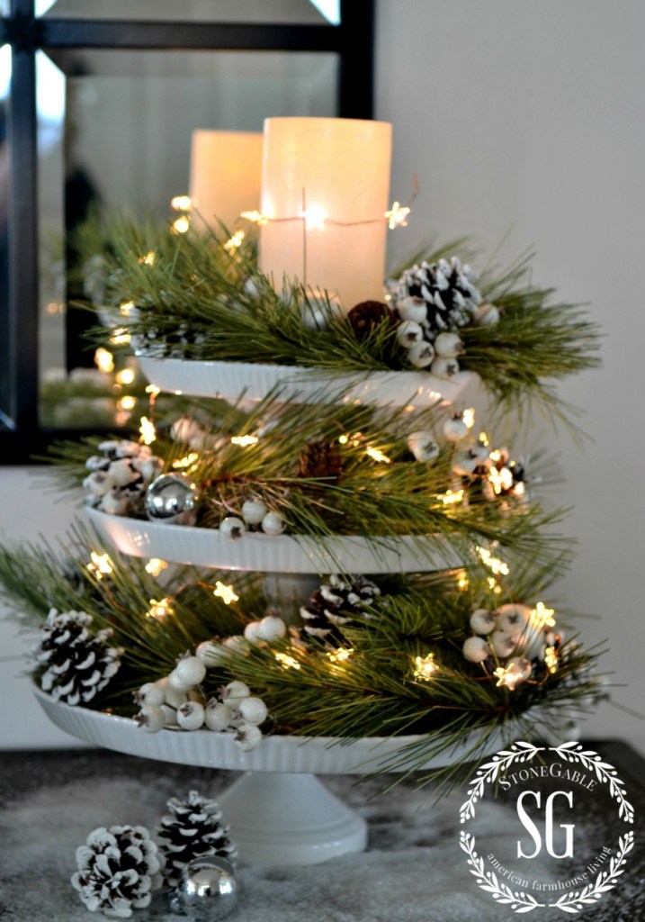 Christmas Lights With Cake Plates.