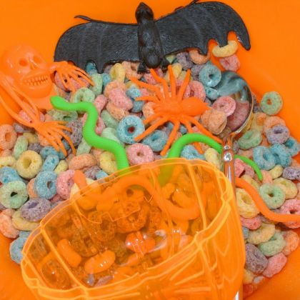 Colorful Halloween sensory bin