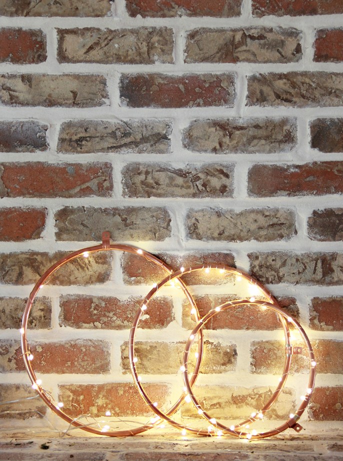 Copper Lighted Wreaths.