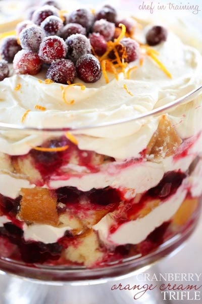 Cranberry Orange Cream Trifle.