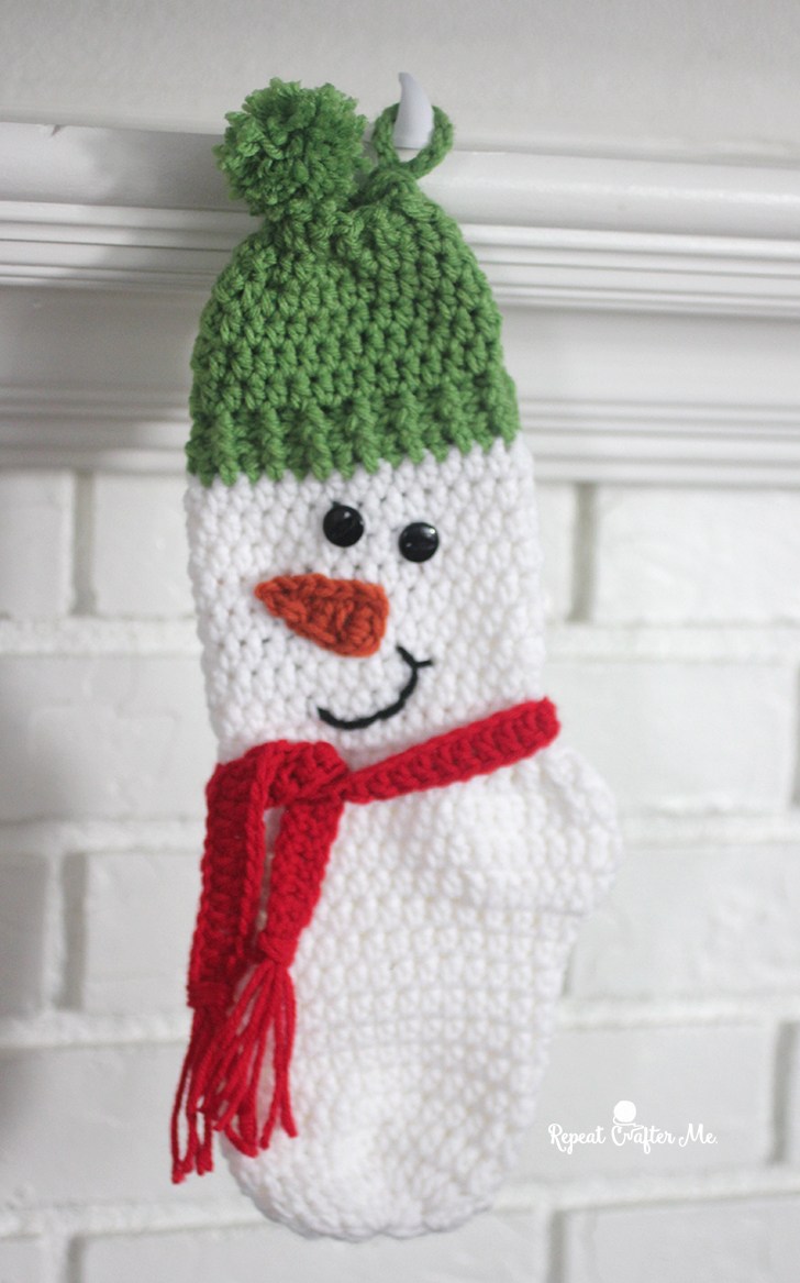 Crochet Snowman Stocking.