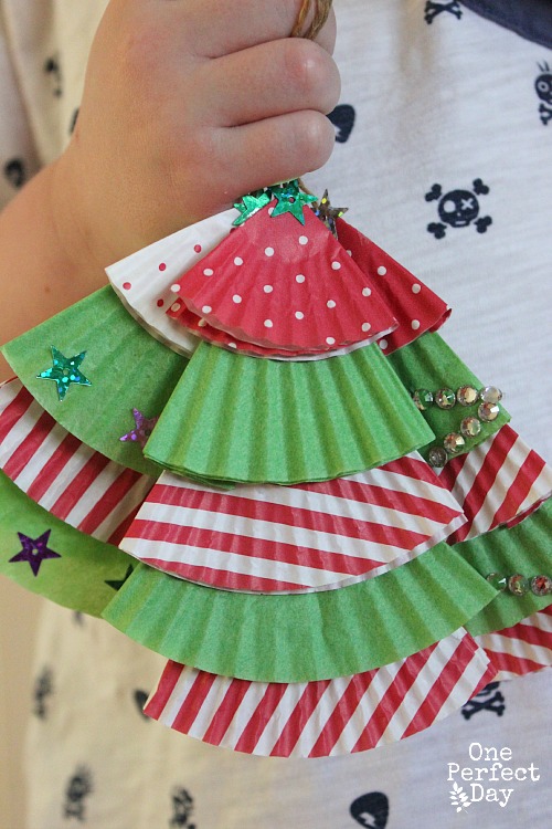 Cupcake Liner Christmas Tree Ornaments.