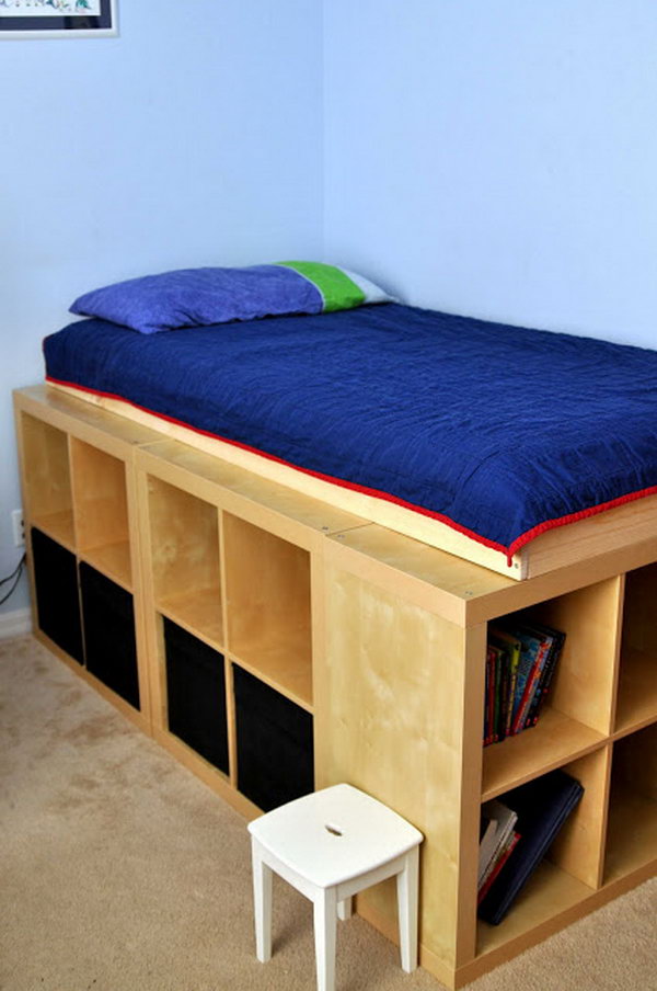 DIY Bed Platform with IKEA Expedit.