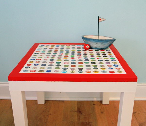 DIY Cheap and Chic Bottle Cap Table.