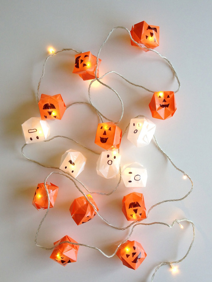 DIY Origami Halloween String Lights.