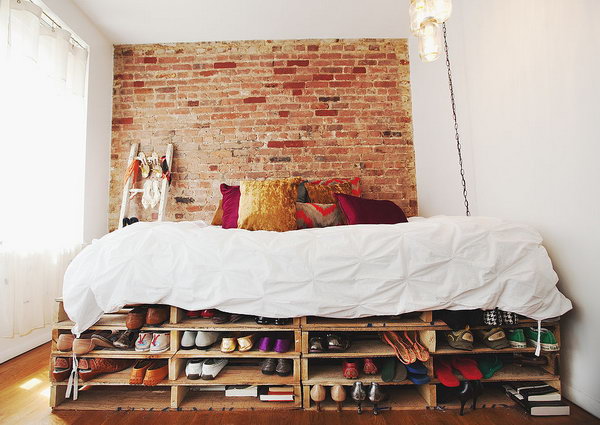 DIY Under Bed Shelves for Shoe Storage.