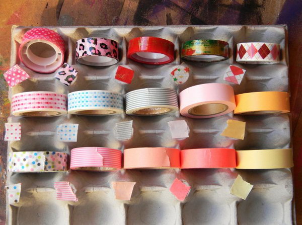 Egg Carton Washi Tape Storage System.