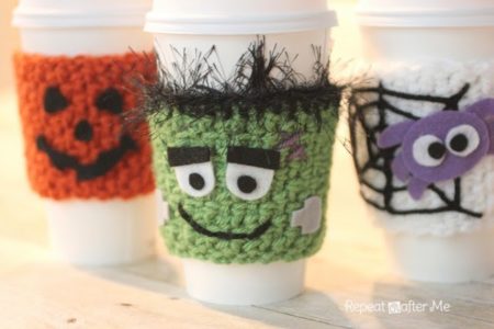 Halloween Crocheted Cup Cozy Pattern.