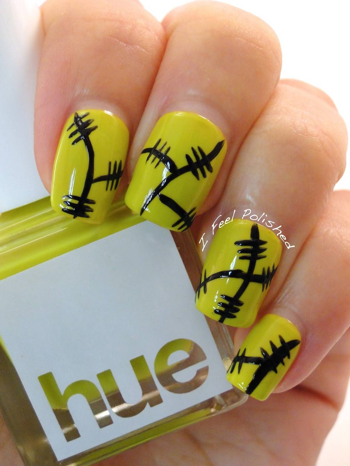 Halloween Frankenstein Nails.