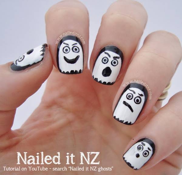 Halloween Ghost Nail Art.