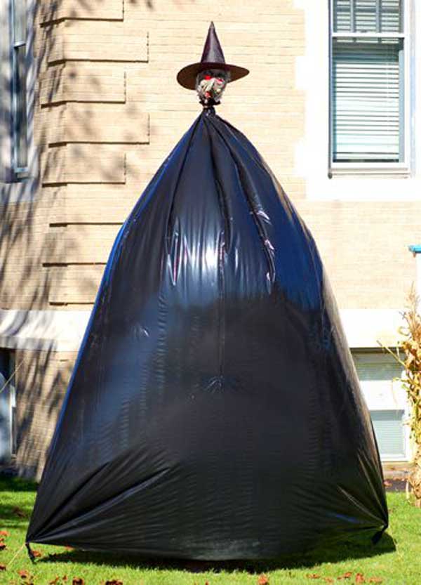 Halloween Witch Was Cleverly Fashioned Out of a Trash Bag.