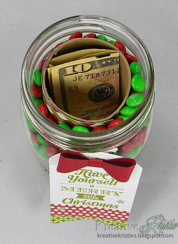 Hidden Money Gift in a Manson Jar Filled with Candy.