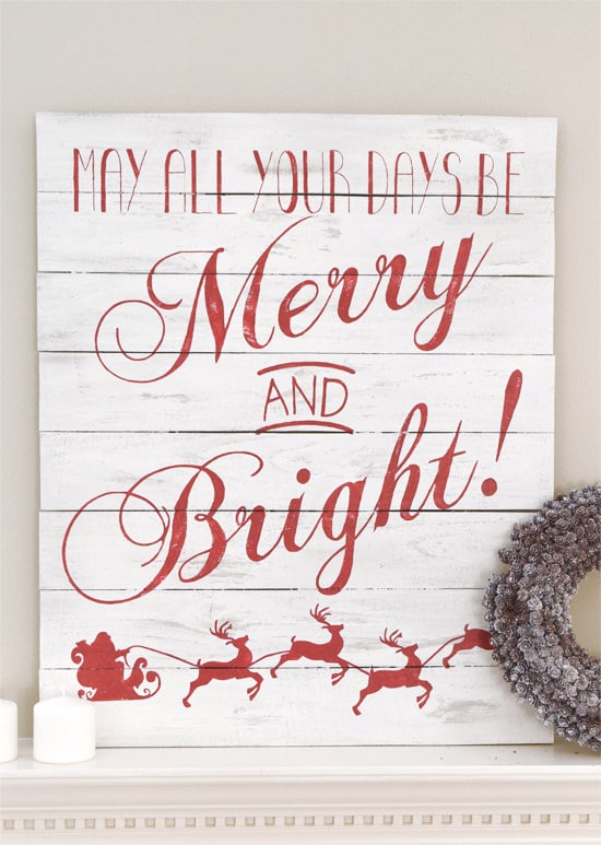 Merry and Bright Christmas Sign.