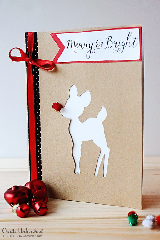 Merry and Bright Rudolph Card.