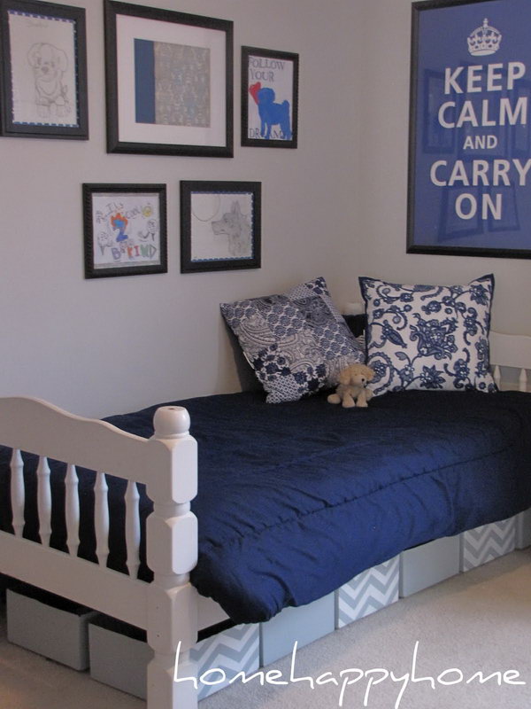 Painted Cardboard Box Under Bed Storage.