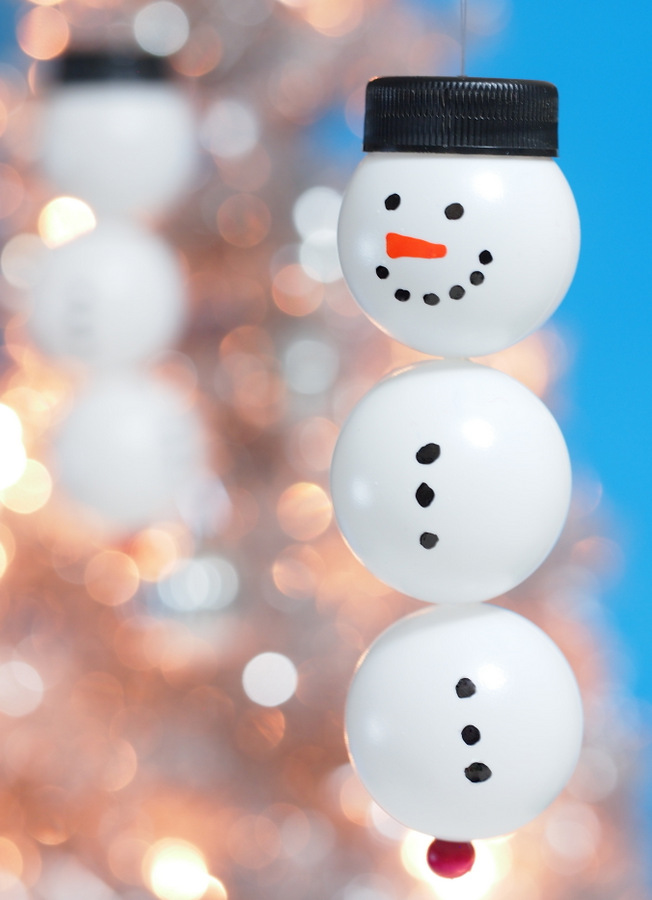 Ping Pong Snowmen Ornaments.