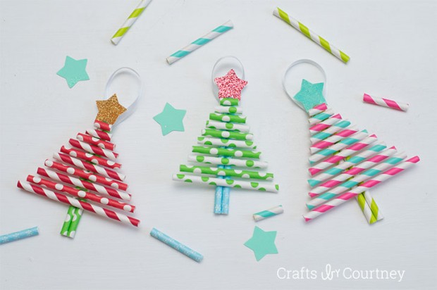 Pretty Paper Straw Christmas Trees.