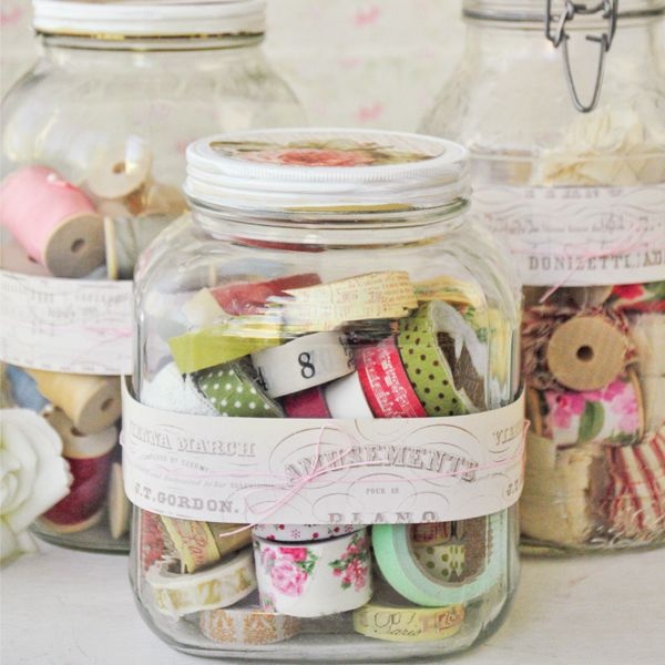 Pretty Storage Jars for Washi Tape.